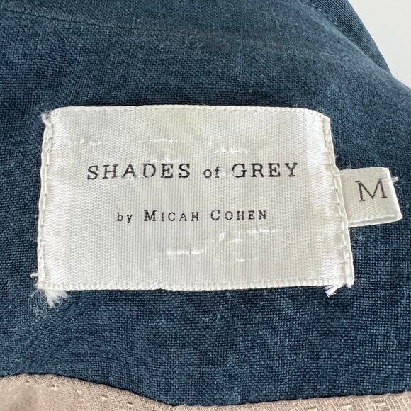 Shades of Grey Blue Two Button Long Sleeve Notched Lapel Linen Blazer Size M - Picture 7 of 10